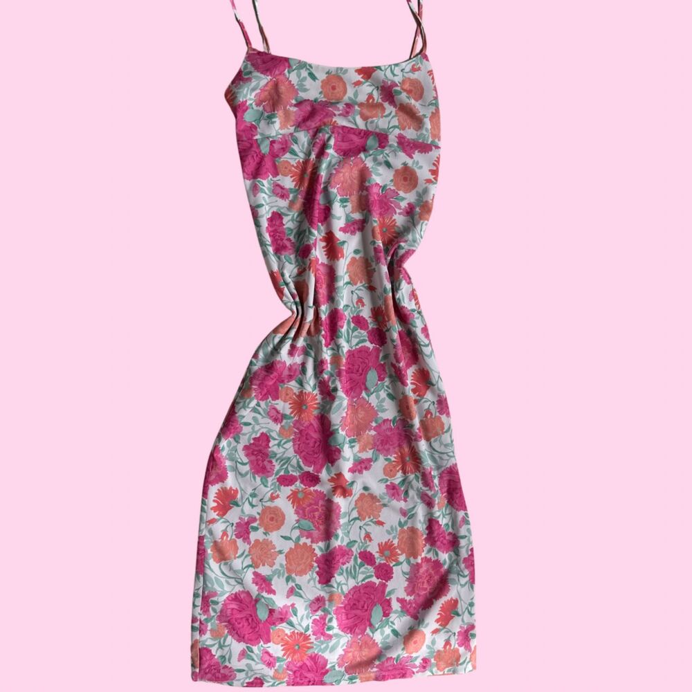 WAYF Pink and Orange Floral Slip Dress Size S